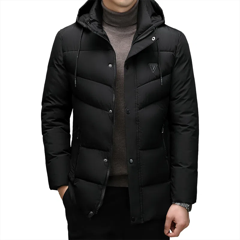 老爷车 中长款棉衣可脱卸帽保暖上衣年秋冬季商务休闲中年外套潮棉服 男款