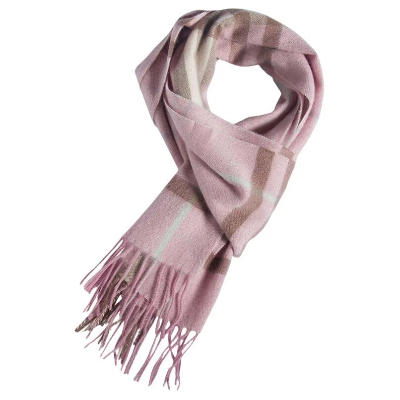 红豆 品牌格子条纹百搭 山羊绒 绒线围巾 男女同款情侣款