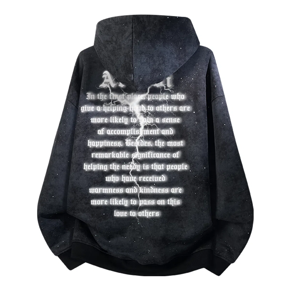 阿凡迪 满天星美式高街复古时尚潮流简约字母个性创意闪电印花宽松日常通勤休闲运动经典百搭长袖氛围感套头连帽卫衣 男女同款