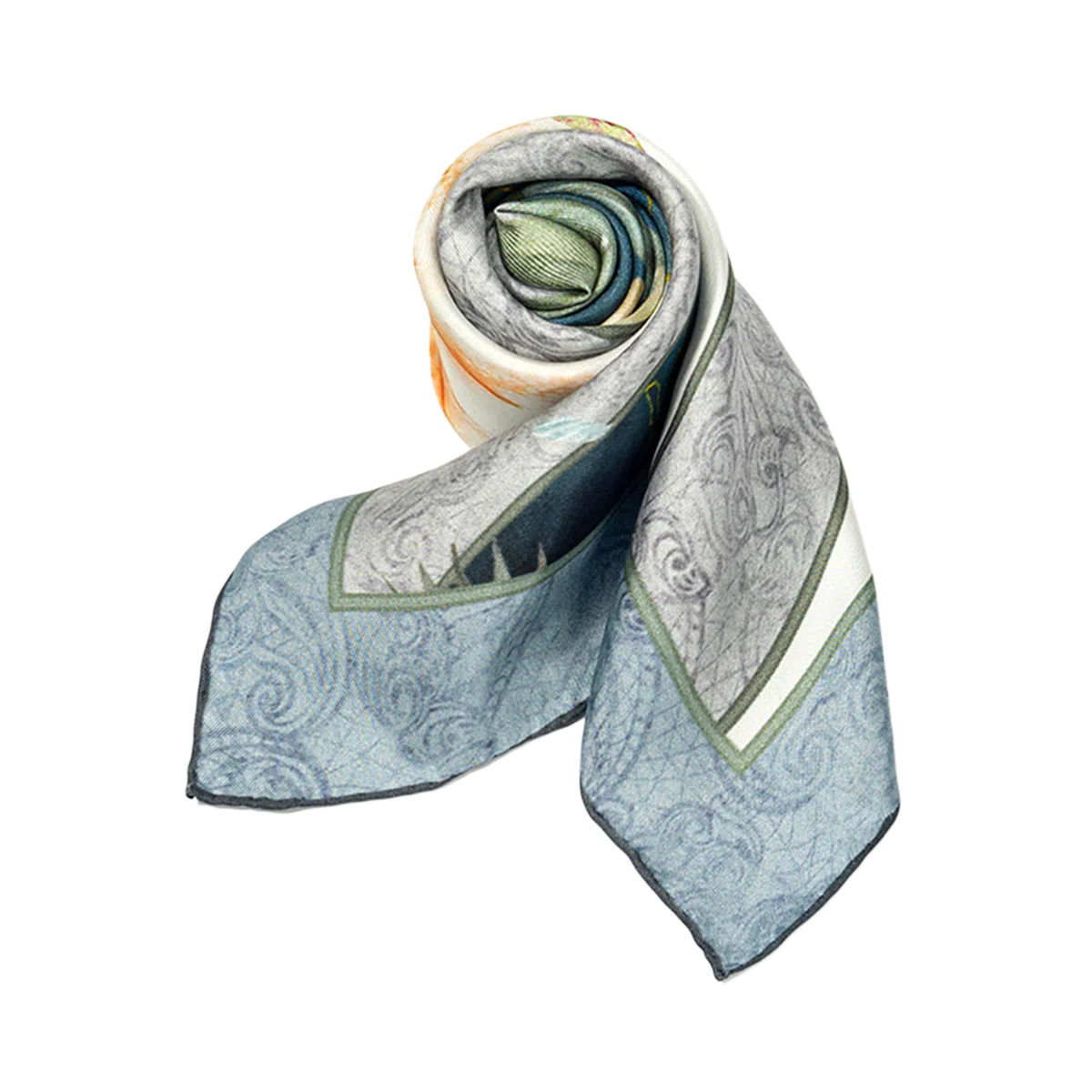 一米画纱 中式国风高雅山茶花系列斜纹中方巾双面西装领巾优雅 桑蚕丝 丝巾 女款