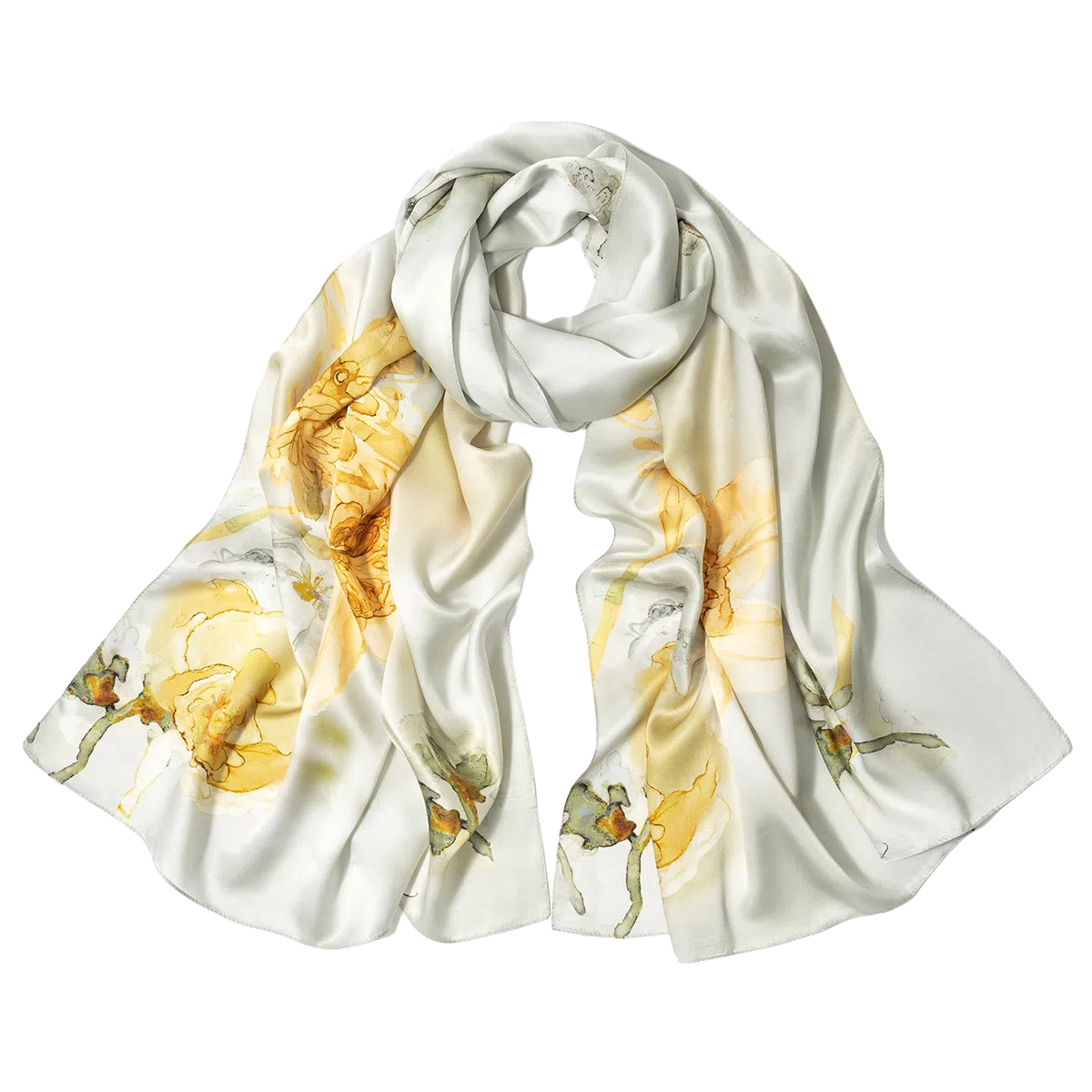 一米画纱 新潮国风优雅大方花卉图案柔软丝绸高档舒适真丝长巾东方丝语系列 桑蚕丝 丝巾 女款