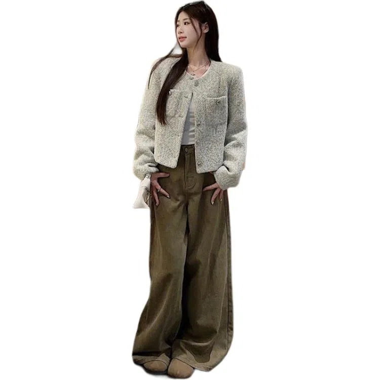 轻迎 法式小香风粗花呢短款外套高级感气质夹棉上衣夹克 女款