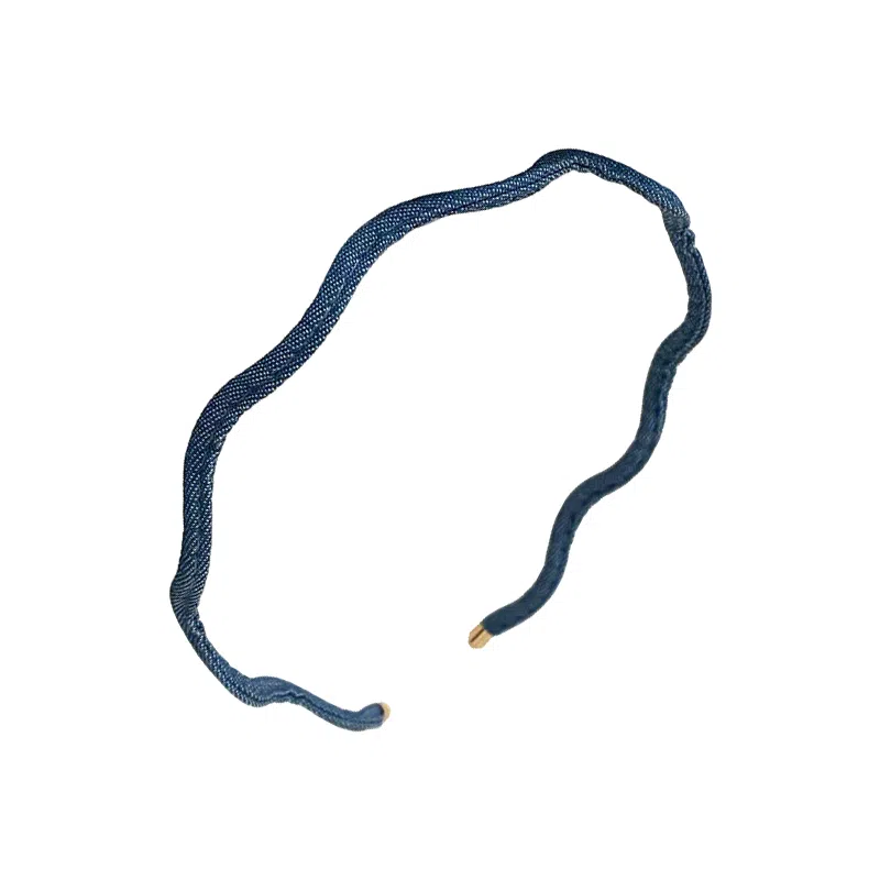 蒙妮 韩式极细波浪牛仔布头箍发卡 亚克力/布艺 发箍 女款