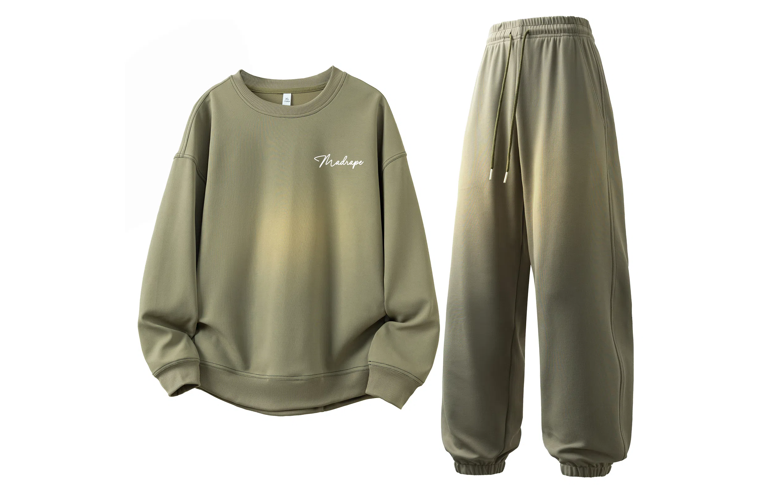 【大码可穿270斤】空白町 高街简约宽松百搭情侣款时尚纯色圆领套头字母印花卫衣束脚长裤子通勤学院休闲运动套装 男女同款 两件套