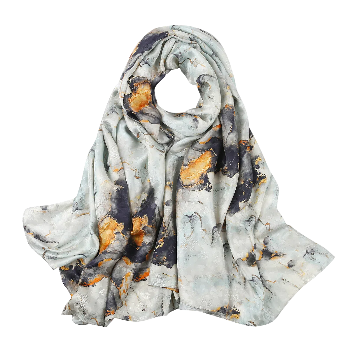 一米画纱 国风古典花卉真丝高级感提花浪漫色彩长巾外出轻盈飘逸披肩 桑蚕丝 丝巾 女款