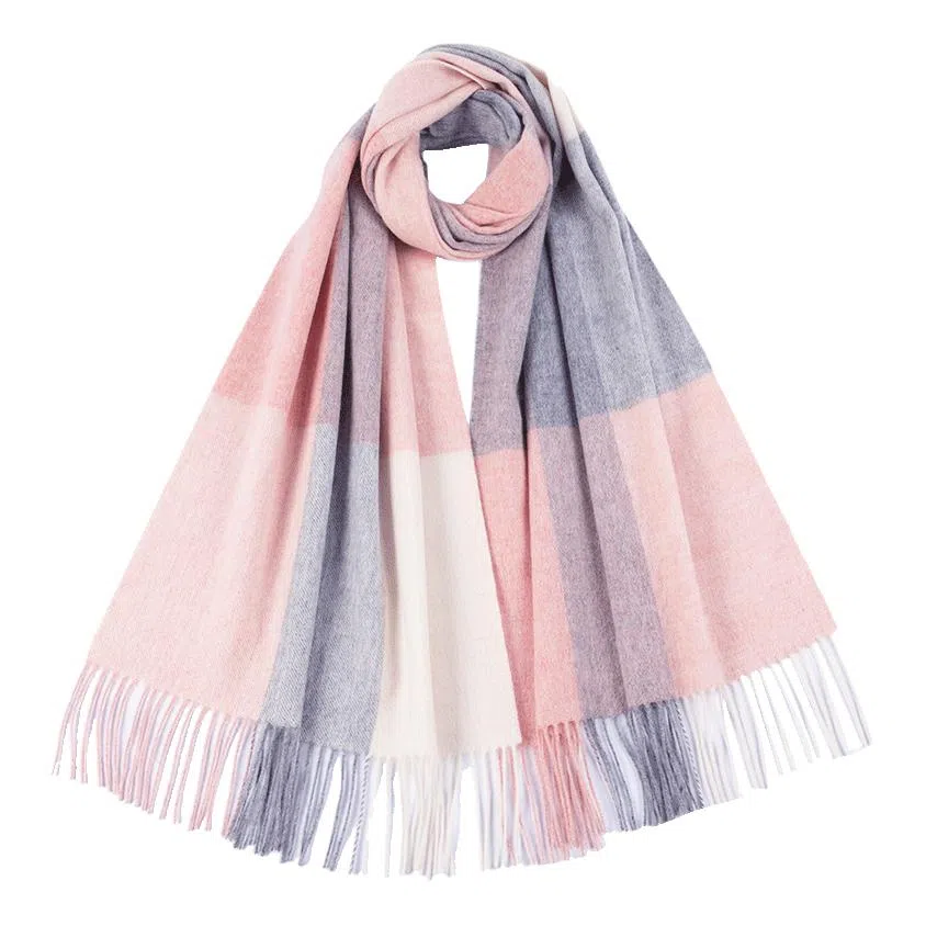 红豆 品牌时尚百搭保暖舒适条纹格子 羊毛 绒线围巾 男女同款情侣款