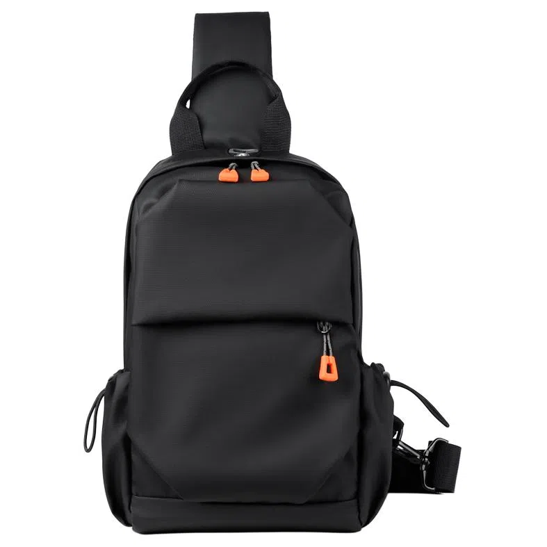 單倉 潮流简约日常通勤骑行商务轻便 尼龙 胸包 常规 男款 灰色/黑色