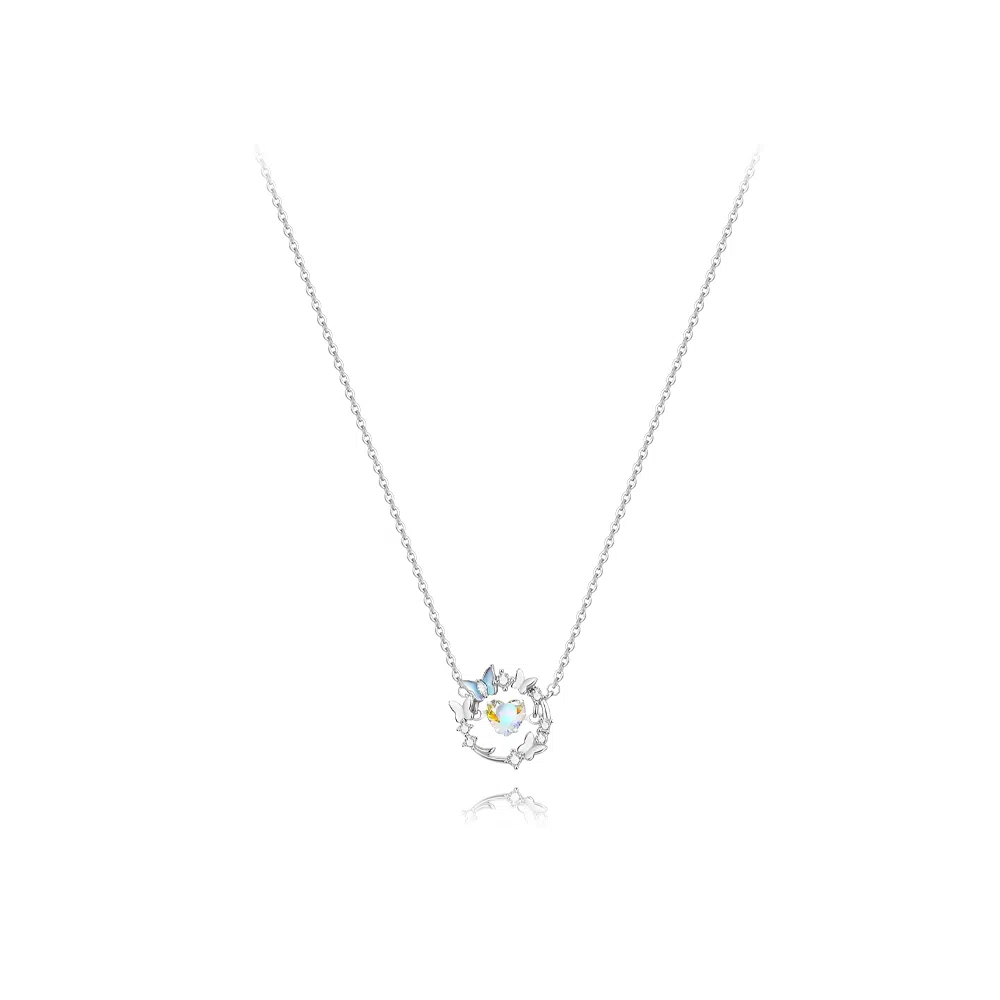 【纯银999 | 蝶舞花环】 凤祥囍事 老凤祥 经典百搭小众设计轻奢高级感精致简约时尚学生日常通勤约会气质温柔可调节锁骨链 足银 项链 女款