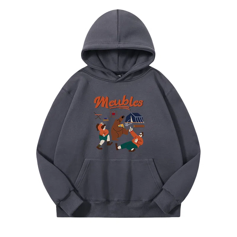 莫代尔 秋冬个性百搭嘻哈街头风设计感复古加宽简约连帽款卫衣外出可穿打底衣 男女同款