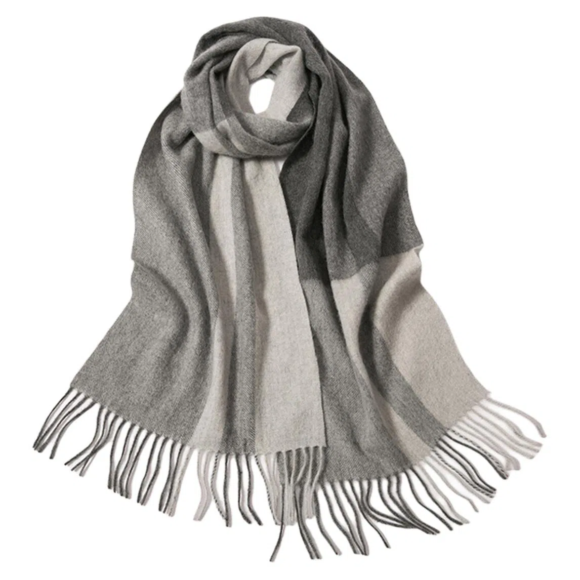 红豆 品牌条纹格子百搭保暖经典 羊绒 围巾 男女同款情侣款