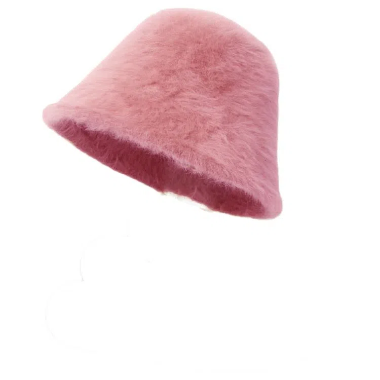 山一丸 保暖韩系时尚纯色毛茸茸防寒护耳#好运 兔毛混纺 渔夫帽 女款