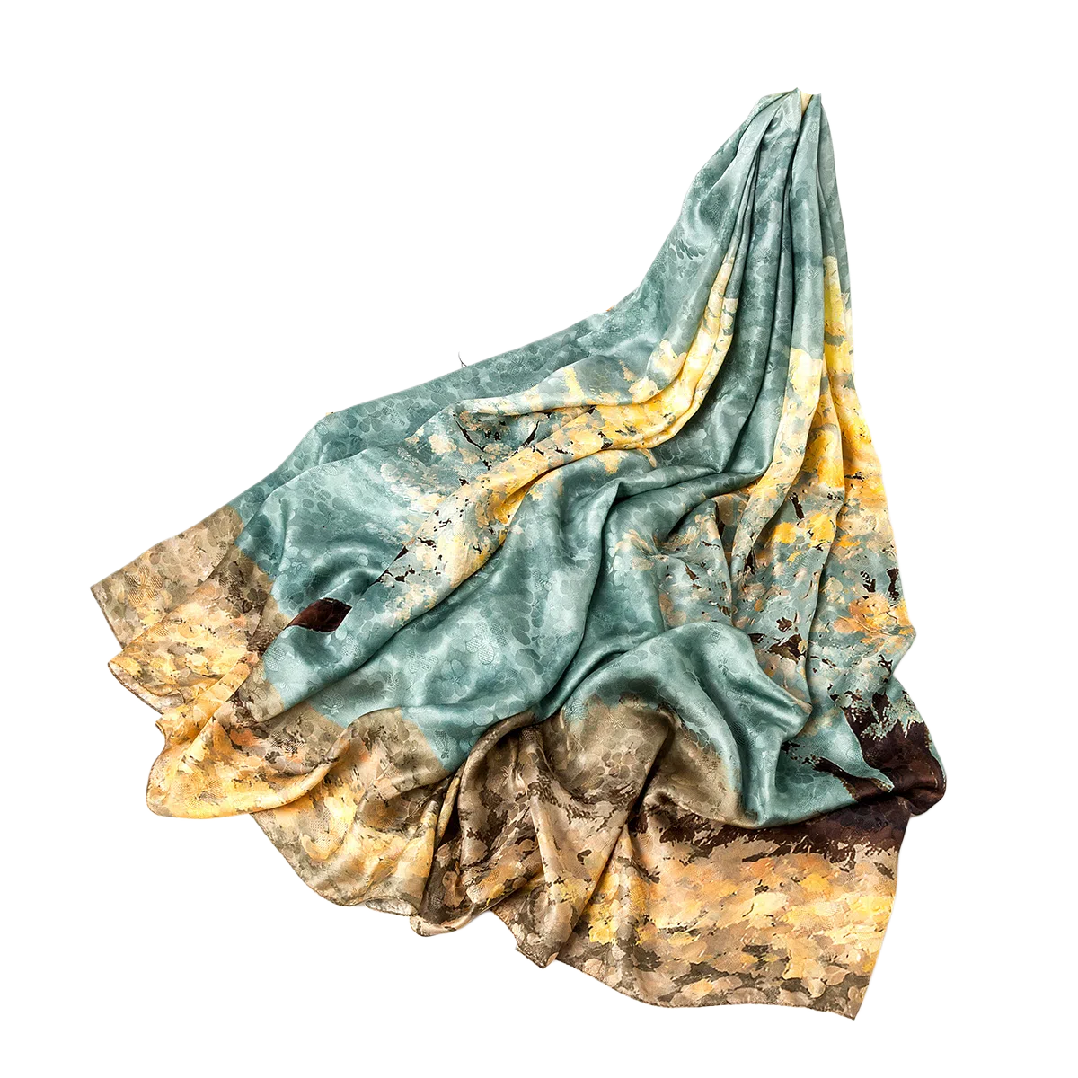 一米画纱 国风古典花卉真丝高级感提花浪漫色彩长巾外出轻盈飘逸披肩 桑蚕丝 丝巾 女款