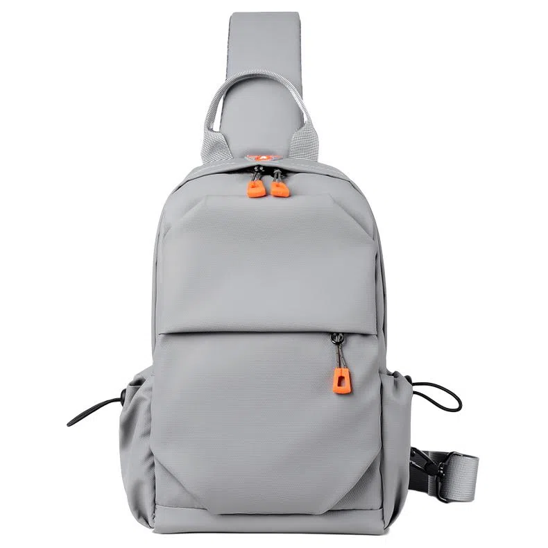 單倉 潮流简约日常通勤骑行商务轻便 尼龙 胸包 常规 男款 灰色/黑色