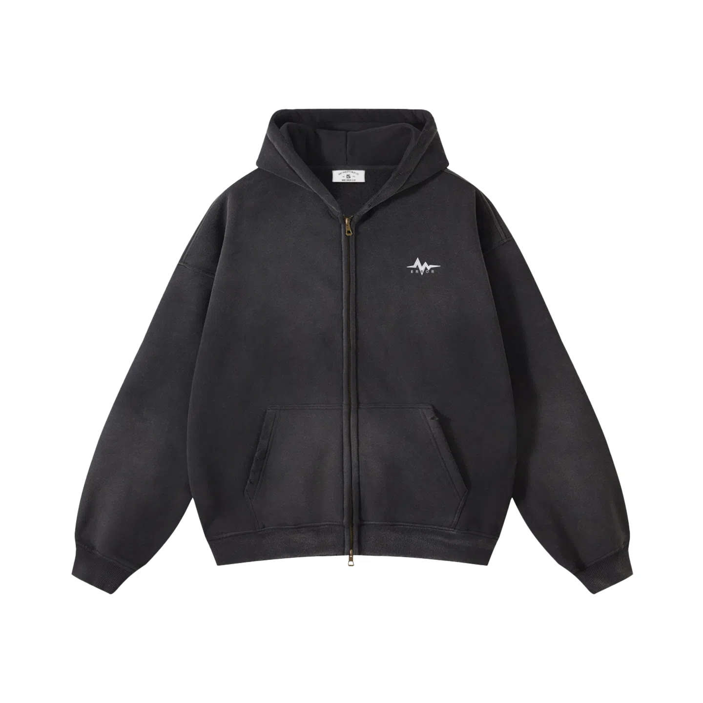 MIND ERROR Washed Double Zipper Hoodie