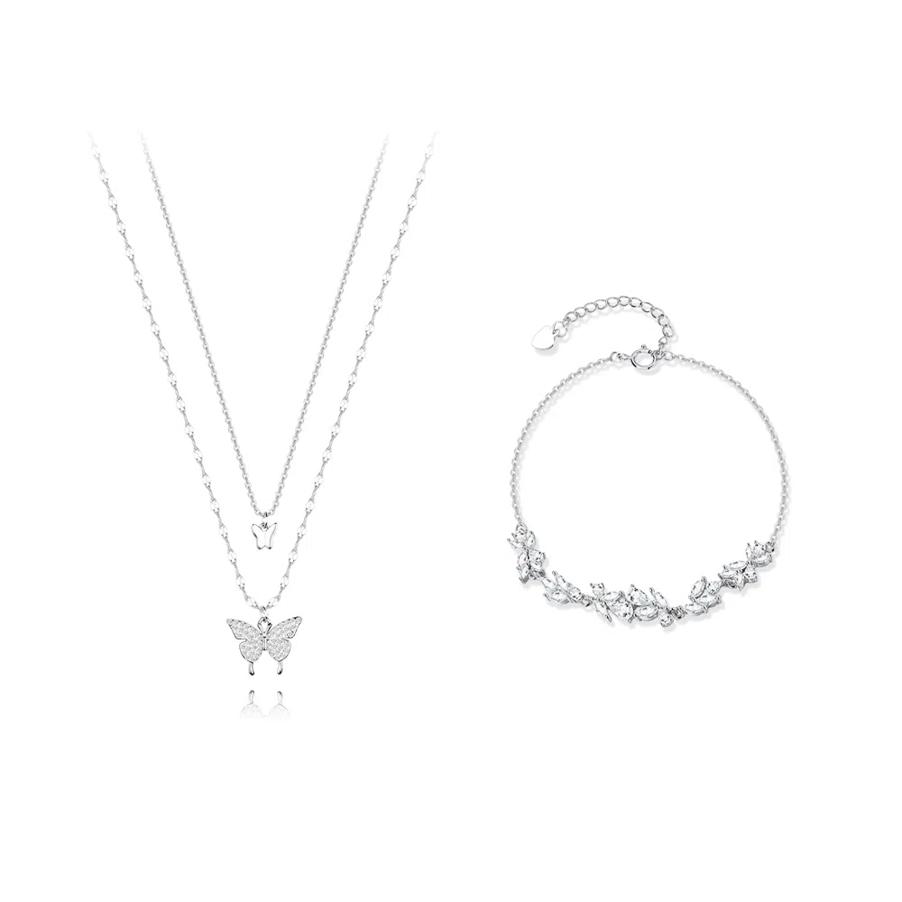 【纯银999 | 星光蝴蝶】 凤祥囍事 老凤祥 小众设计经典百搭高级感学生日常简约精致轻奢通勤极简约会温柔气质可调节锁骨链 足银 项链 女款