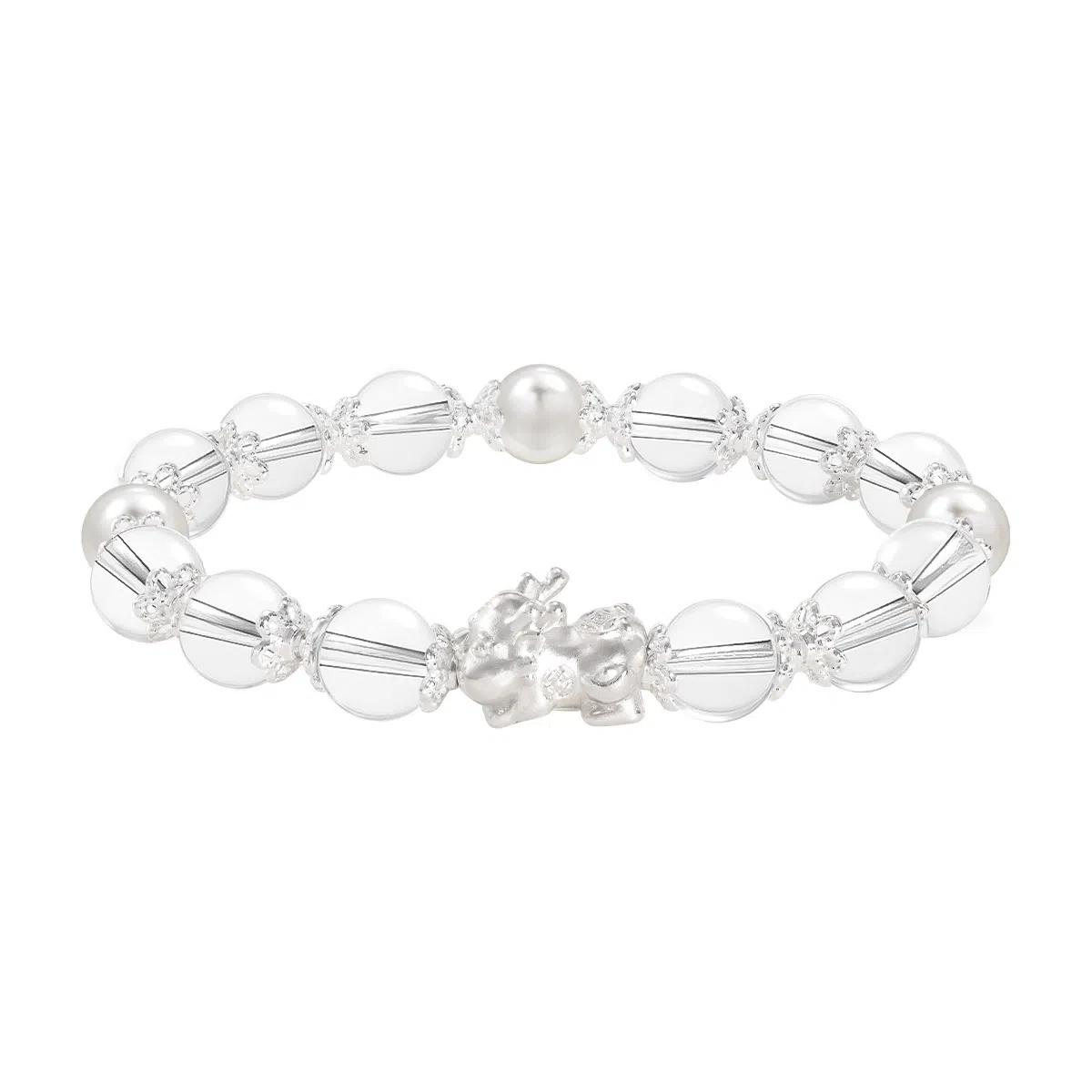 恋朵 五行补金 财源滚滚 新中式招财貔貅吞金兽 优雅高级感 好运上岸 白水晶 手串 男女同款情侣款