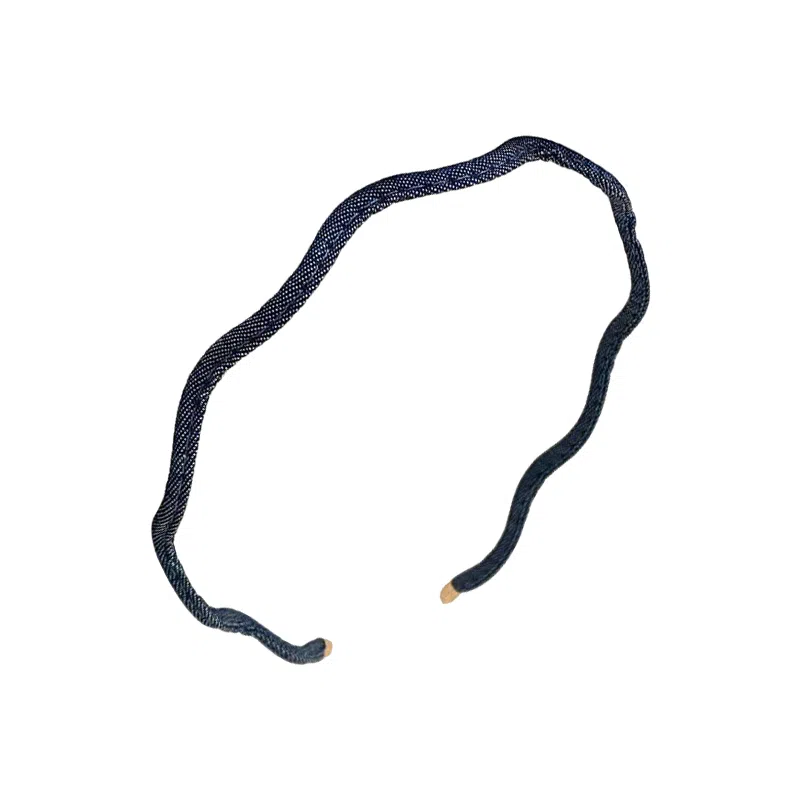 蒙妮 韩式极细波浪牛仔布头箍发卡 亚克力/布艺 发箍 女款