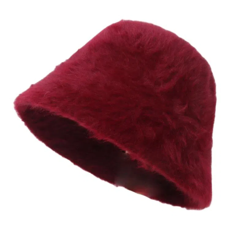 山一丸 保暖韩系时尚纯色毛茸茸防寒护耳#好运 兔毛混纺 渔夫帽 女款