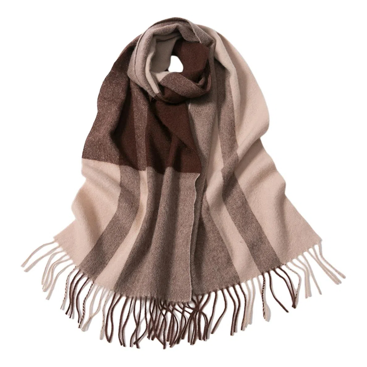 红豆 品牌条纹格子百搭保暖经典 羊绒 围巾 男女同款情侣款