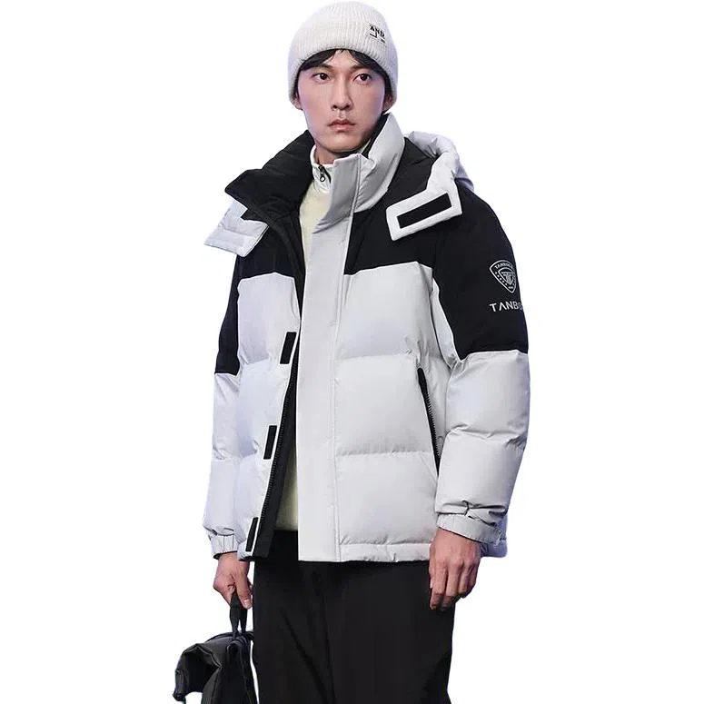 坦博尔 撞色拼接运动保暖可脱卸帽面包服羽绒服 男女同款