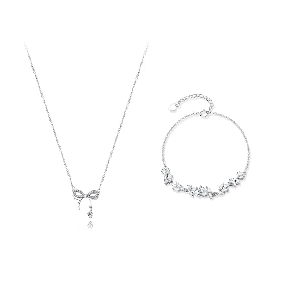 【纯银999 | 蝴蝶结】 凤祥囍事 老凤祥 经典百搭小众设计精致高级感简约学生日常时尚轻奢约会通勤温柔气质可调节锁骨链 足银 项链 女款