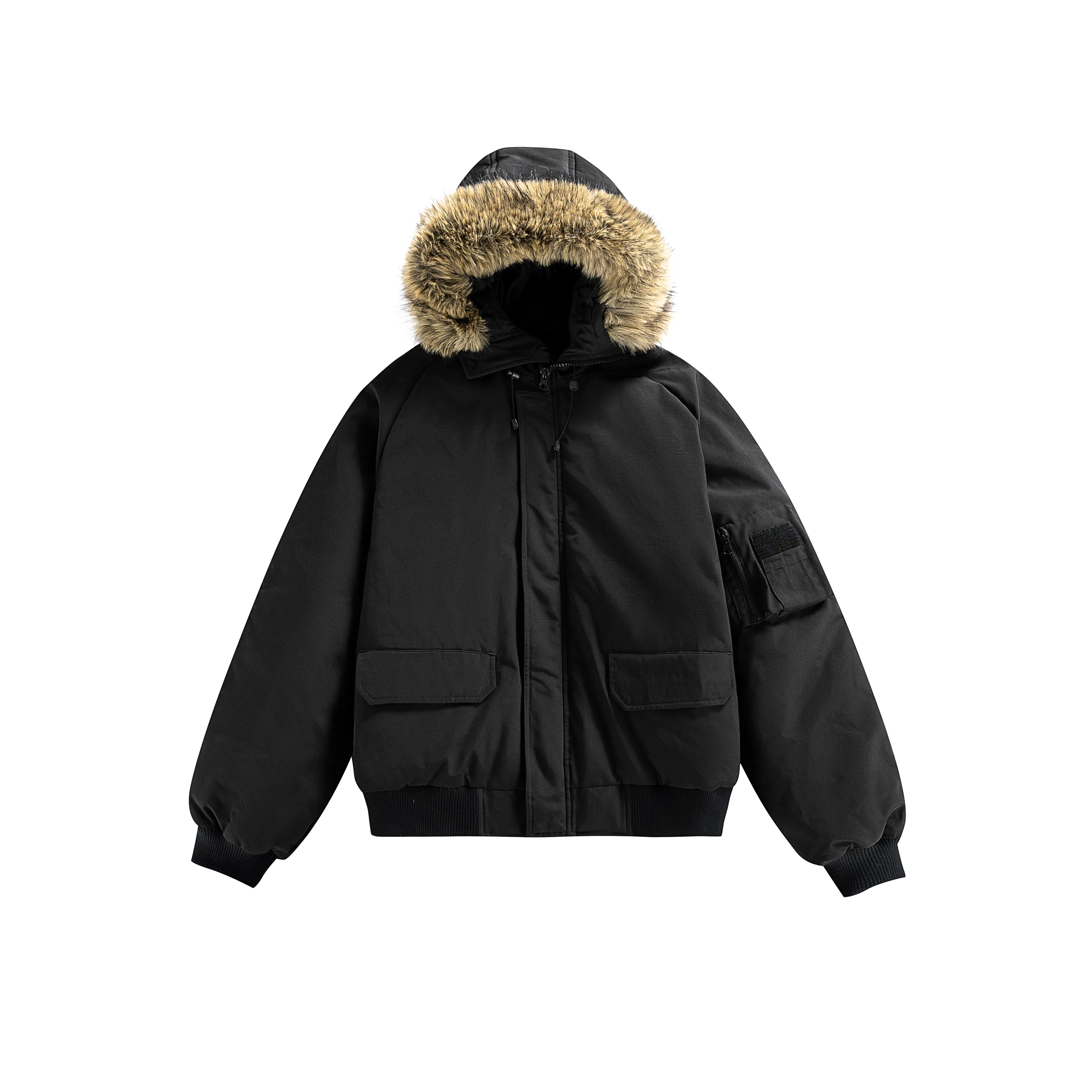 【dme】 潮牌日系复古重磅纯色休闲百搭简约连帽毛领街头户外运动港风宽松羽绒服 男女同款