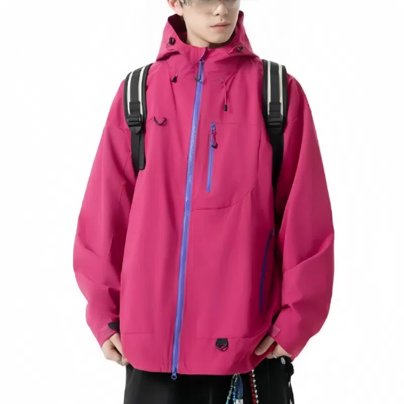 兰缪 防水防风耐磨透气登山徒步抽绳连帽潮流气质时尚户外百搭功能舒适夹克 女款