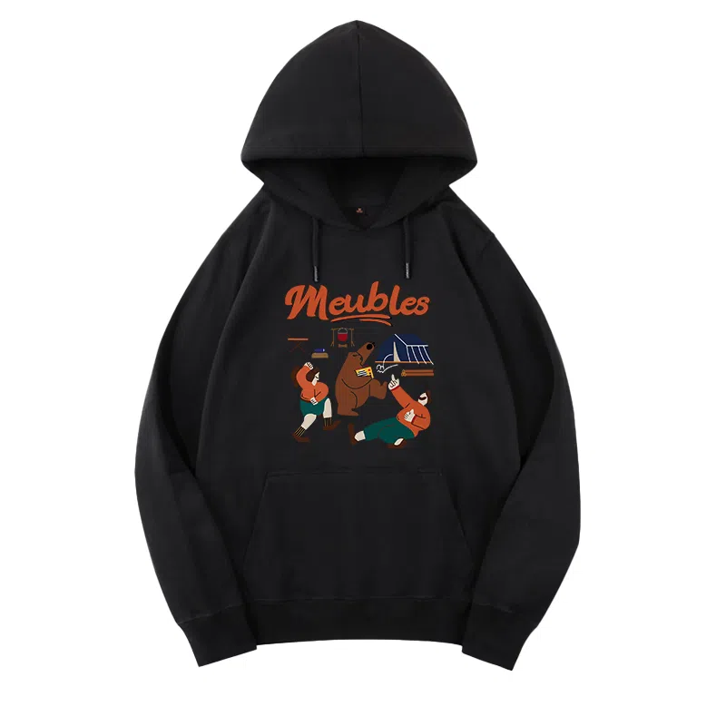 莫代尔 秋冬个性百搭嘻哈街头风设计感复古加宽简约连帽款卫衣外出可穿打底衣 男女同款