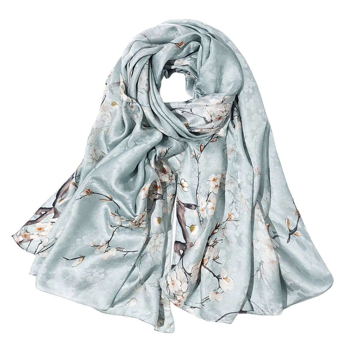 一米画纱 国风古典花卉真丝高级感提花浪漫色彩长巾外出轻盈飘逸披肩 桑蚕丝 丝巾 女款