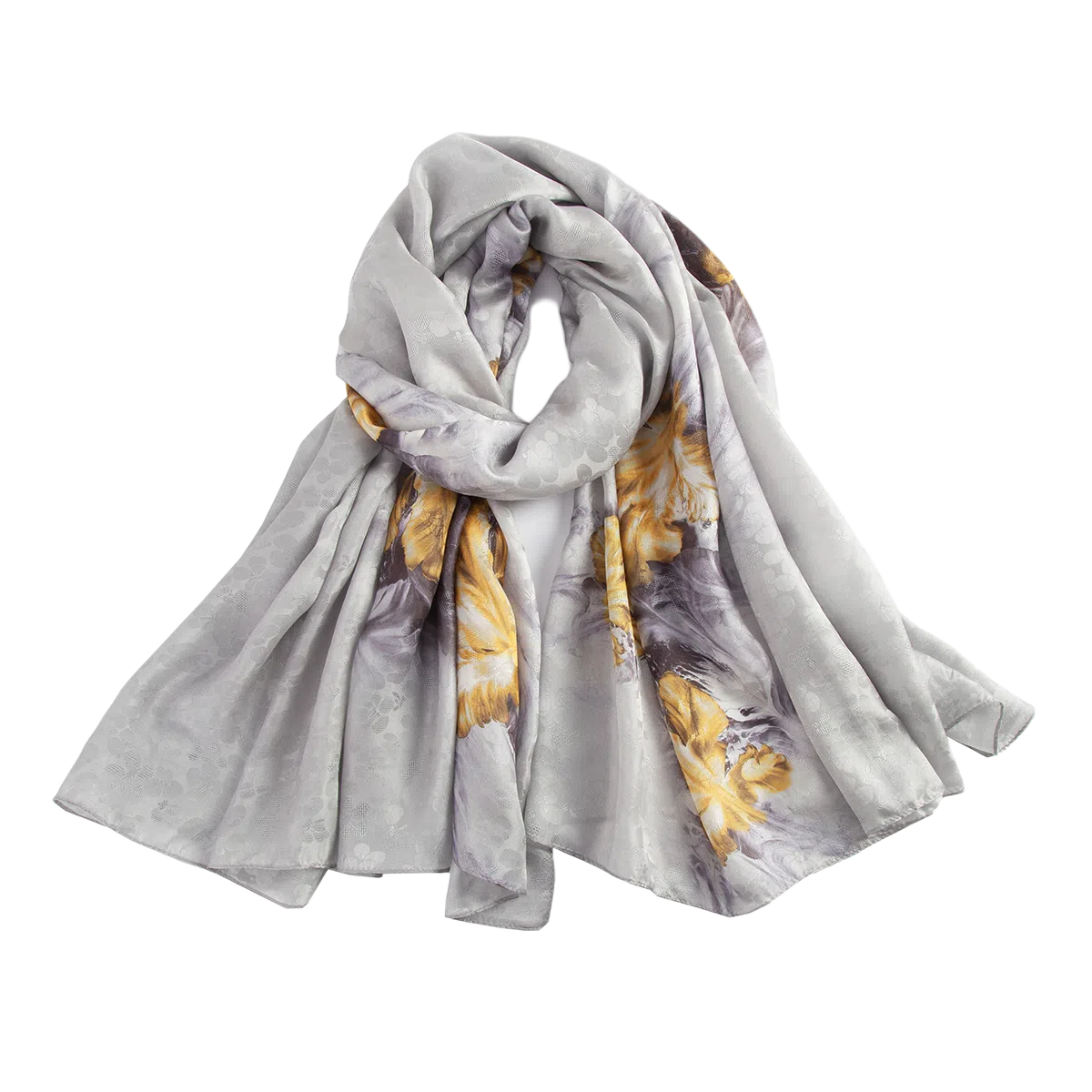 一米画纱 国风古典花卉真丝高级感提花浪漫色彩长巾外出轻盈飘逸披肩 桑蚕丝 丝巾 女款