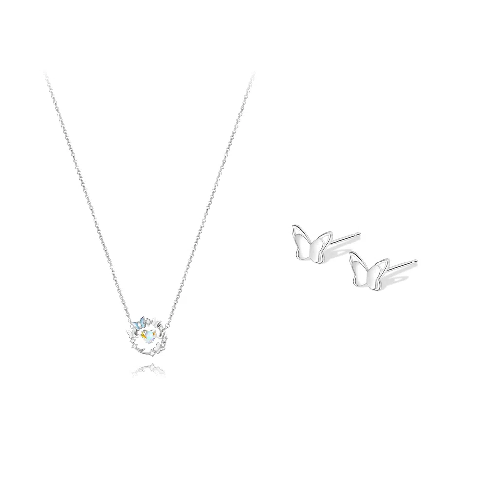 【纯银999 | 蝶舞花环】 凤祥囍事 老凤祥 经典百搭小众设计轻奢高级感精致简约时尚学生日常通勤约会气质温柔可调节锁骨链 足银 项链 女款