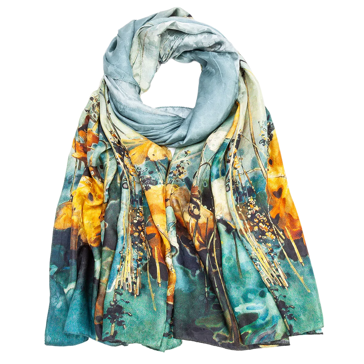 一米画纱 国风古典花卉真丝高级感提花浪漫色彩长巾外出轻盈飘逸披肩 桑蚕丝 丝巾 女款