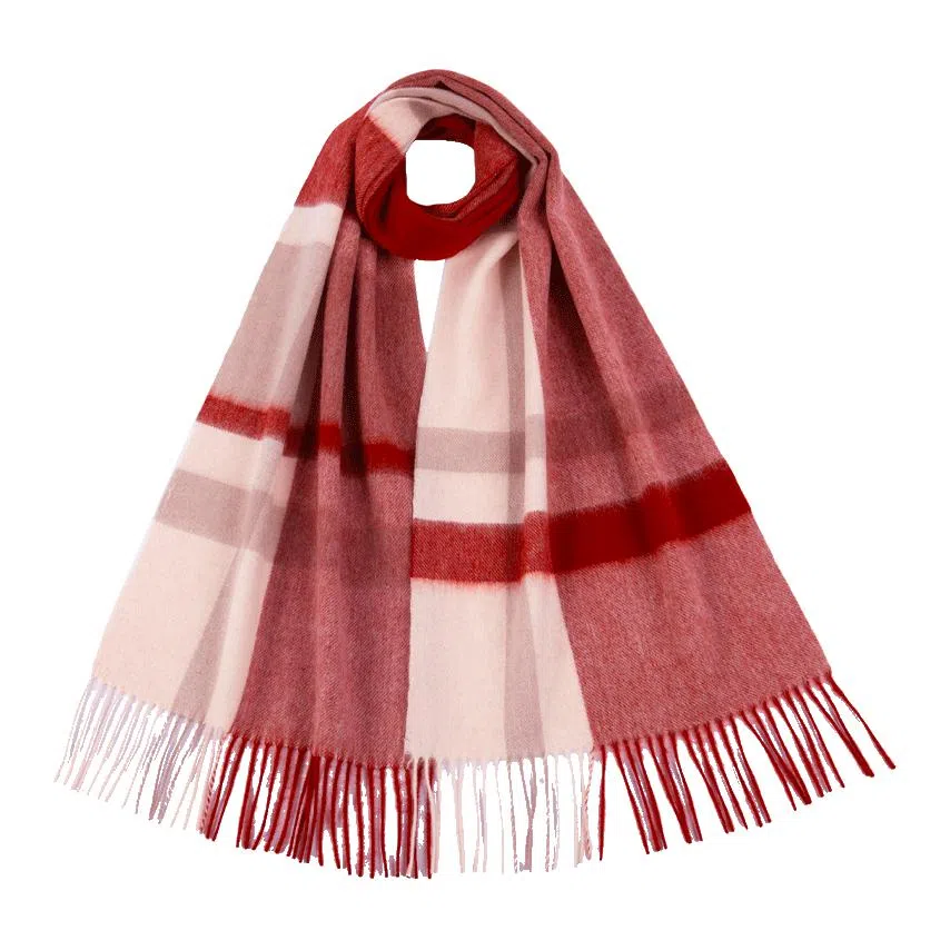 红豆 品牌舒适透气保暖条纹格子 羊毛 绒线围巾 男女同款情侣款