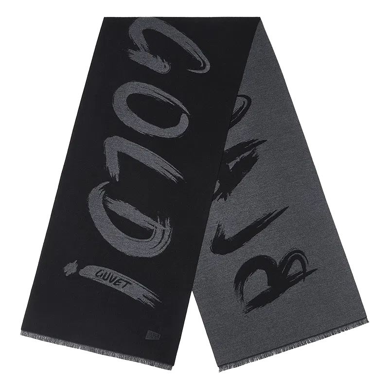 高梵 黑金高定保暖加厚 绒线围巾 男女同款情侣款 黑色