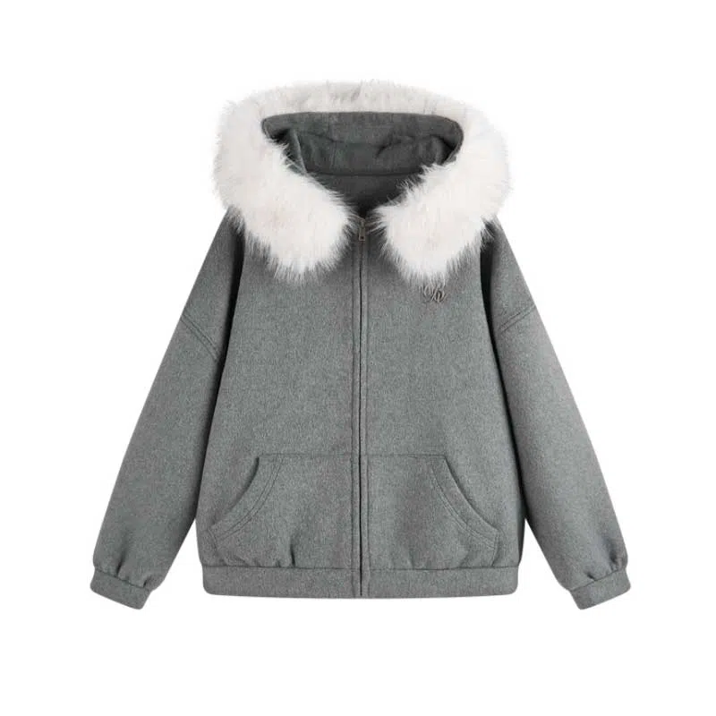 SUNSUNTOWN Hooded Wool Coat