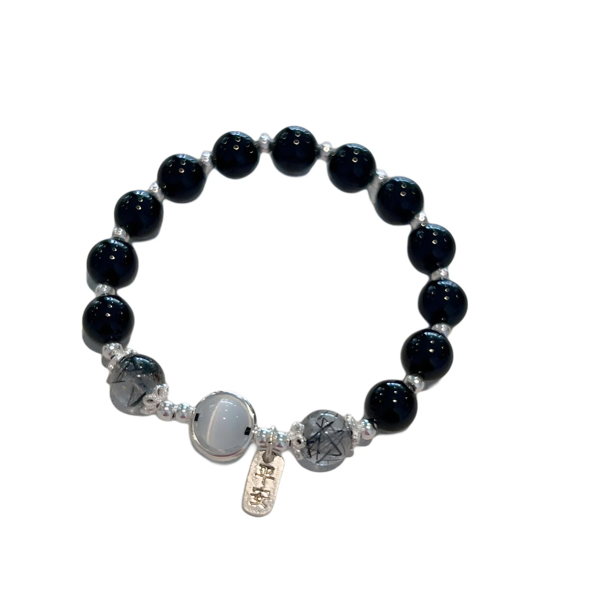 聆听花开 本命年平安好运 转运珠佛珠高级感复古显白个性不撞款 黑曜石 手串 男女同款情侣款