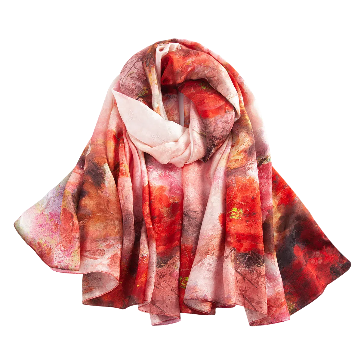 一米画纱 国风古典花卉真丝高级感提花浪漫色彩长巾外出轻盈飘逸披肩 桑蚕丝 丝巾 女款