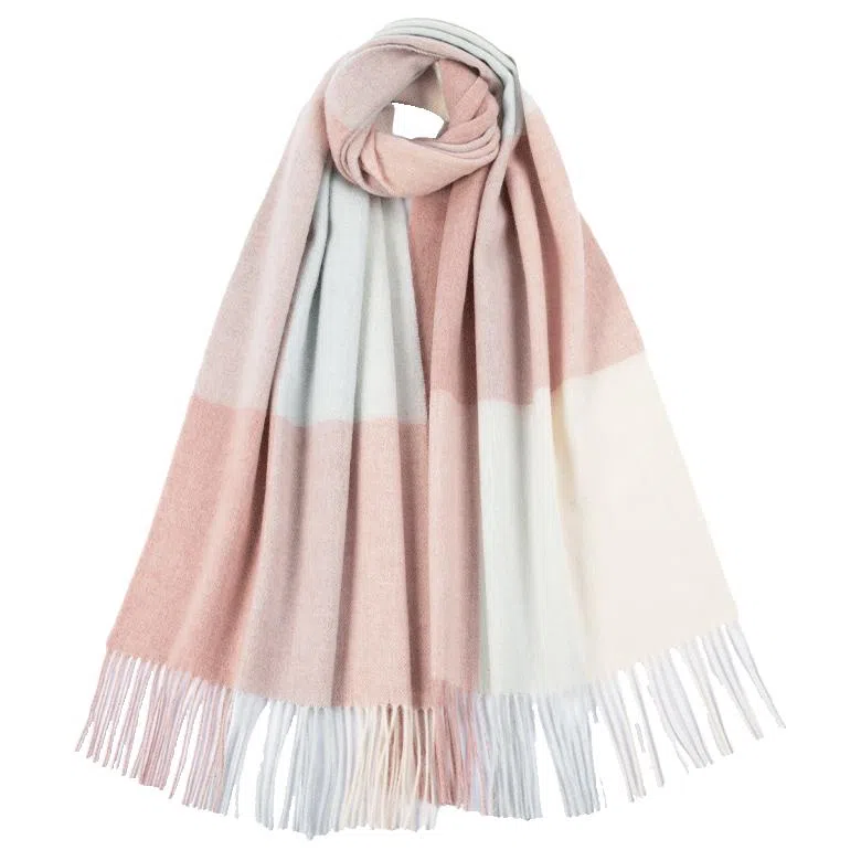 红豆 品牌时尚百搭保暖舒适条纹格子 羊毛 绒线围巾 男女同款情侣款