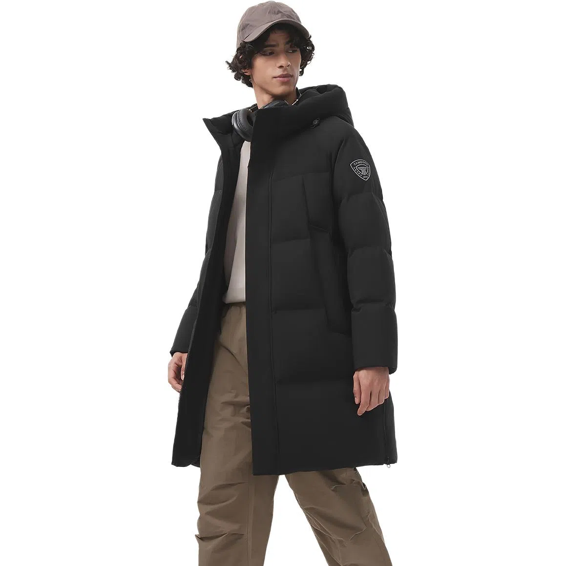 坦博尔 加厚中长情侣卡通动漫连帽潮面包羽绒服 女款