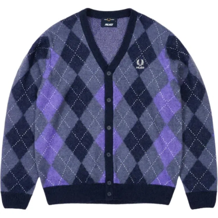 PALACE FRED PERRY FW25 ARGYLE CARDIGAN logo