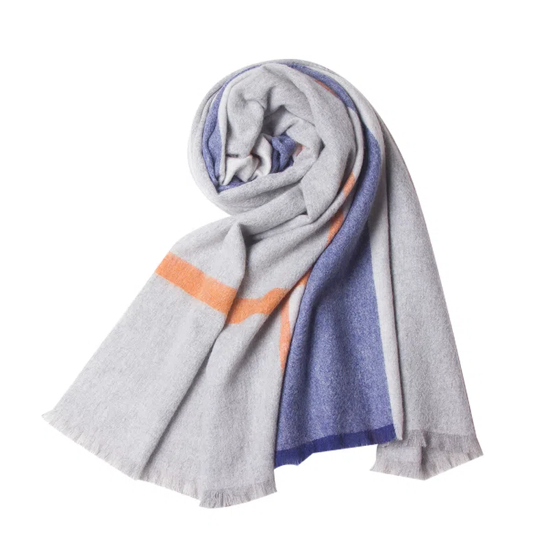 红豆 格子条纹保暖百搭 山羊绒 绒线围巾 男女同款情侣款