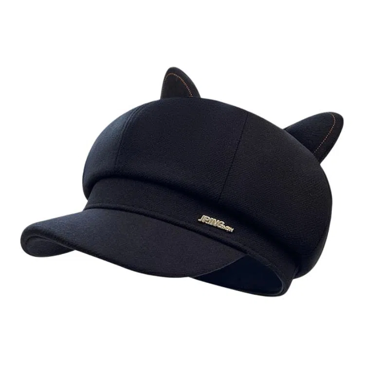 山一丸 显脸小复古英伦风可爱耳朵画家帽 涤纶 贝雷帽 女款