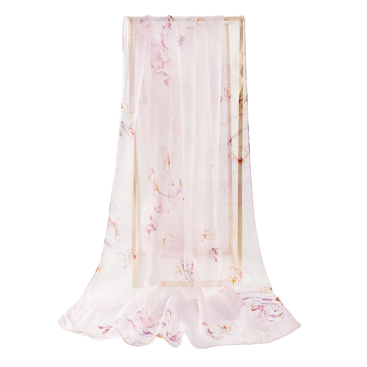 一米画纱 田园花卉轻盈飘逸中式浪漫雪纺真丝沙巾丝滑细腻披肩 桑蚕丝 丝巾 女款