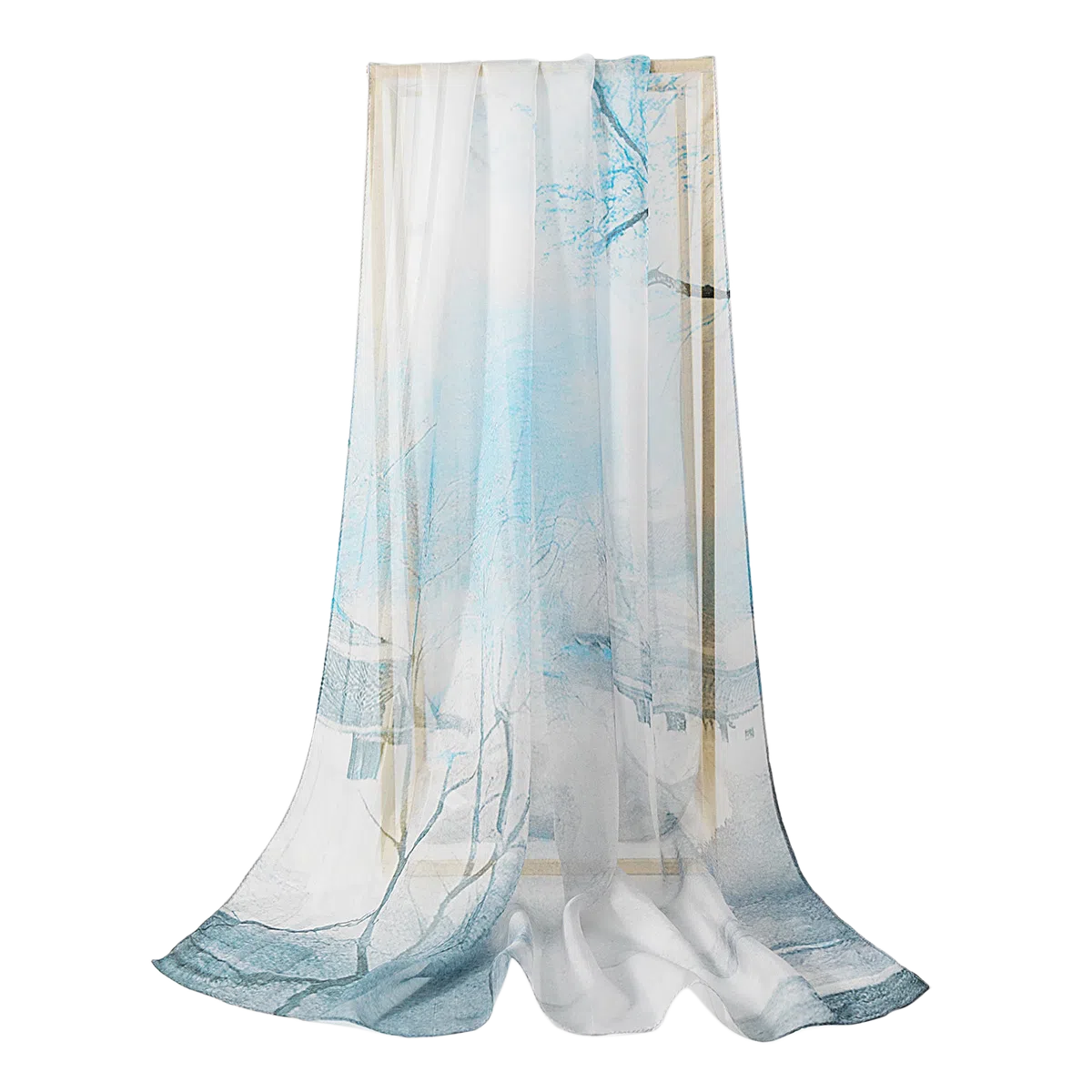 一米画纱 田园花卉轻盈飘逸中式浪漫雪纺真丝沙巾丝滑细腻披肩 桑蚕丝 丝巾 女款