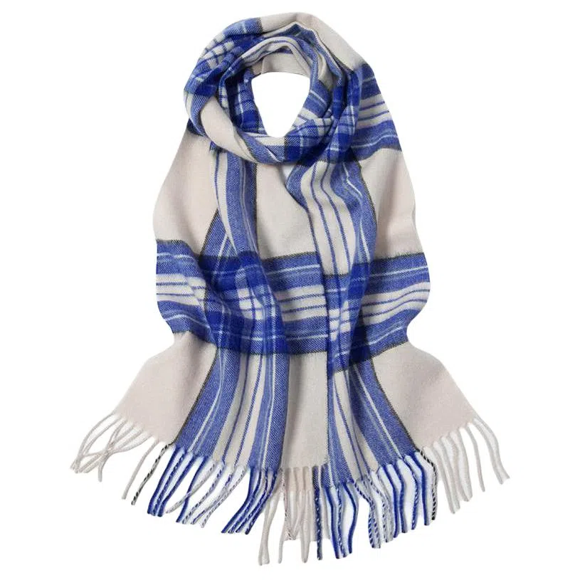 红豆 格子条纹英伦风保暖 山羊绒 绒线围巾 男女同款情侣款