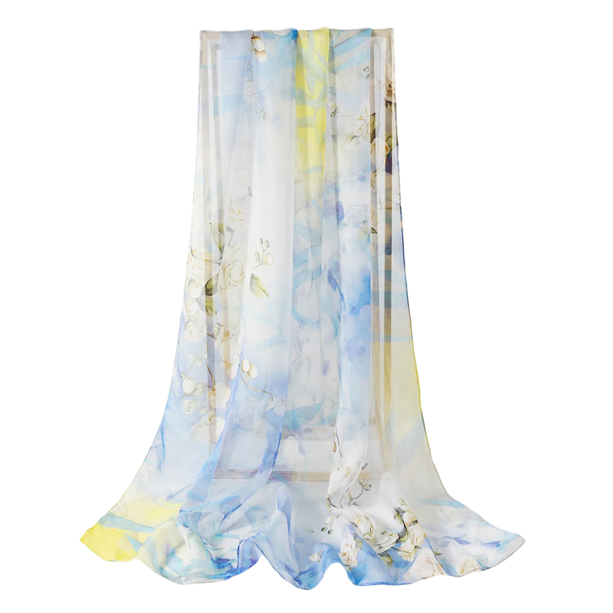 一米画纱 田园花卉轻盈飘逸中式浪漫雪纺真丝沙巾丝滑细腻披肩 桑蚕丝 丝巾 女款