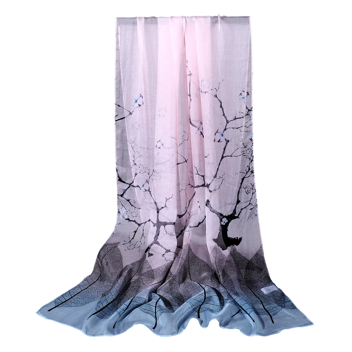 一米画纱 田园花卉轻盈飘逸中式浪漫雪纺真丝沙巾丝滑细腻披肩 桑蚕丝 丝巾 女款