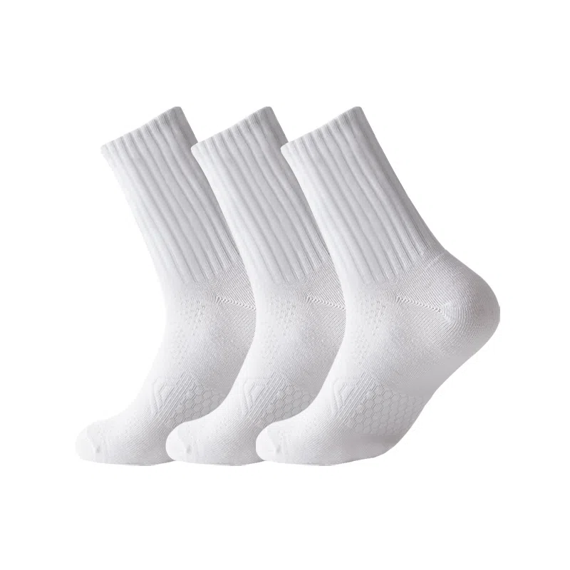 二三二三 简约纯色舒适透气马拉松运动袜亲肤柔软吸汗透气防臭舞蹈生体育生训练小腿袜爬山跑步健身日常通勤百搭袜子居家休闲袜中筒袜 男款