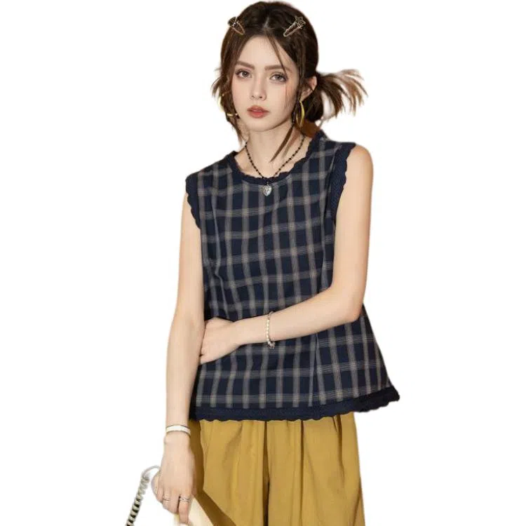 法文箱子 高级感小个子格纹衬衫 女款