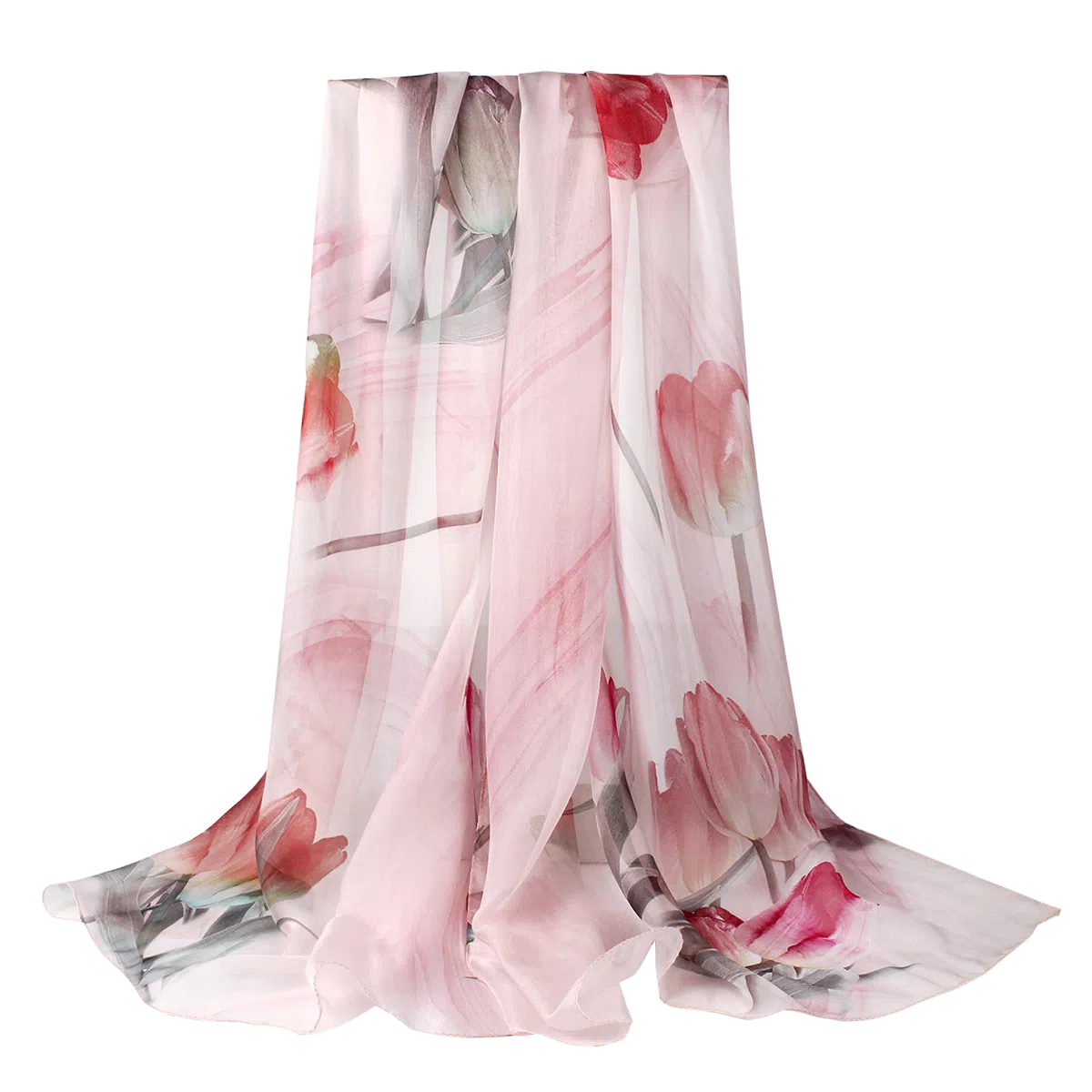 一米画纱 田园花卉轻盈飘逸中式浪漫雪纺真丝沙巾丝滑细腻披肩 桑蚕丝 丝巾 女款